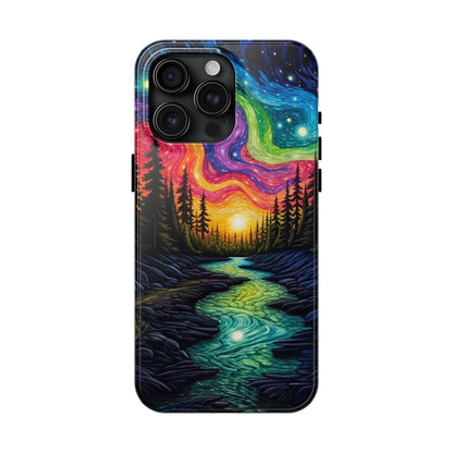 Celestial Nightscape iPhone Case – Vibrant River and Starry Sky Design