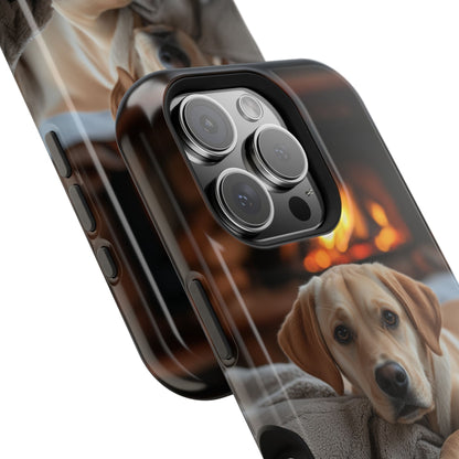 Cozy Golden Retriever by the Fireplace - MagSafe Case