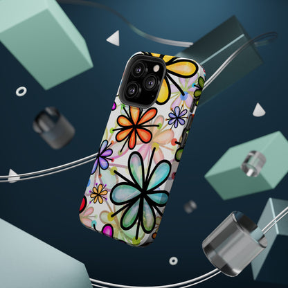 Retro Floral Pop MagSafe iPhone Case – Ultra-Slim Design, High-Gloss Finish