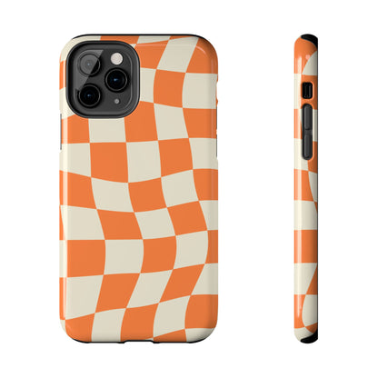 Wavy Retro Checkerboard iPhone Case – Shockproof, Matte Finish, Dual-Layer Protection