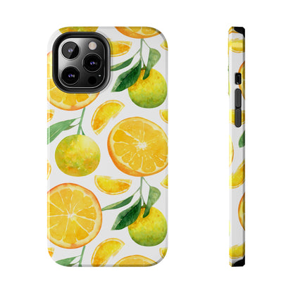 Sunny Citrus Grove Tough iPhone Case – Watercolor Orange Design, Dual - Layer Protection - BOGO Cases