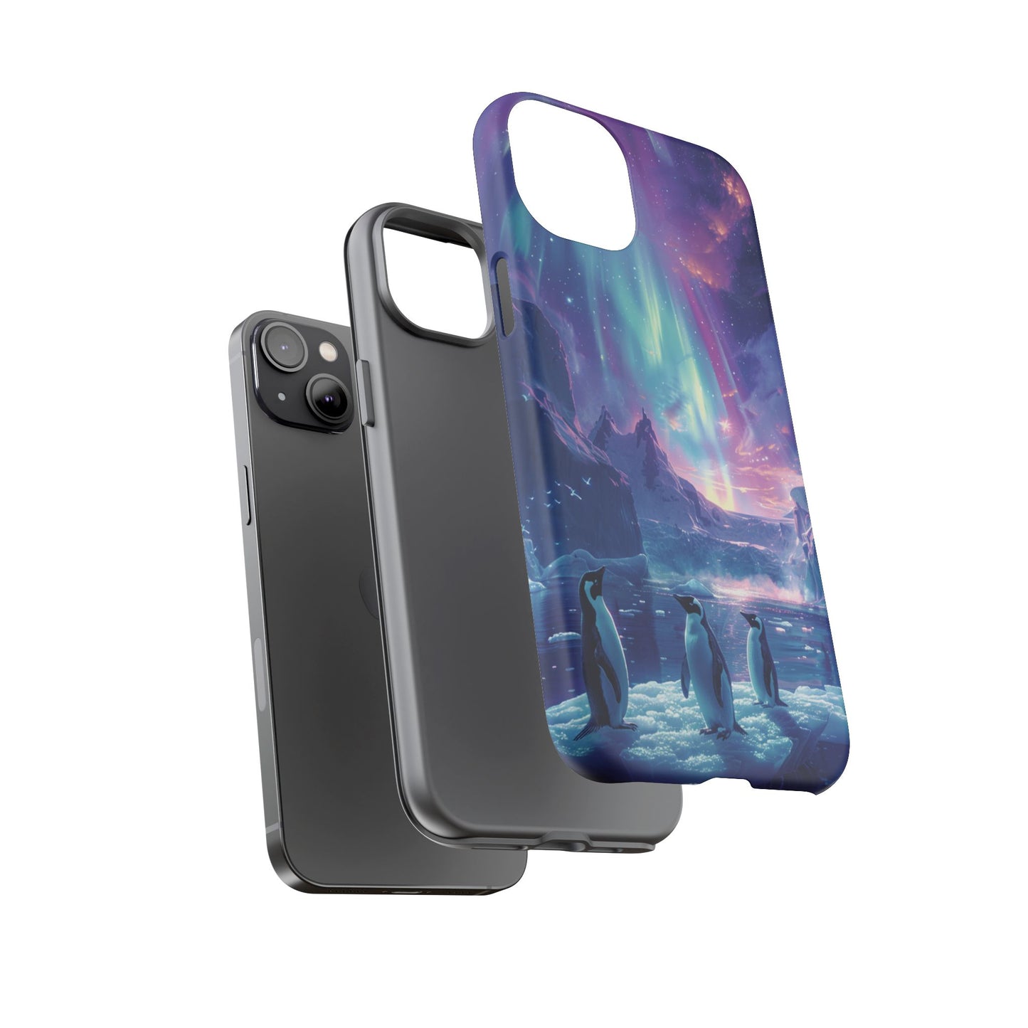 Penguin Parade Northern Lights iPhone Case