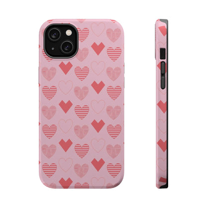 Striped Hearts MagSafe iPhone Case