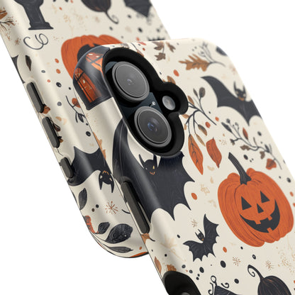 Charming Halloween MagSafe iPhone Case – Pumpkin, Bats, and Spooky Lantern Design