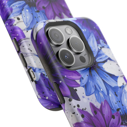 Vibrant Purple & Blue Floral Splash - MagSafe iPhone Series Case