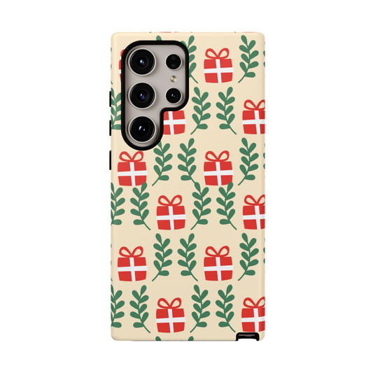 Samsung Galaxy Case: Holiday Cheer – Red Gifts & Green Leaves