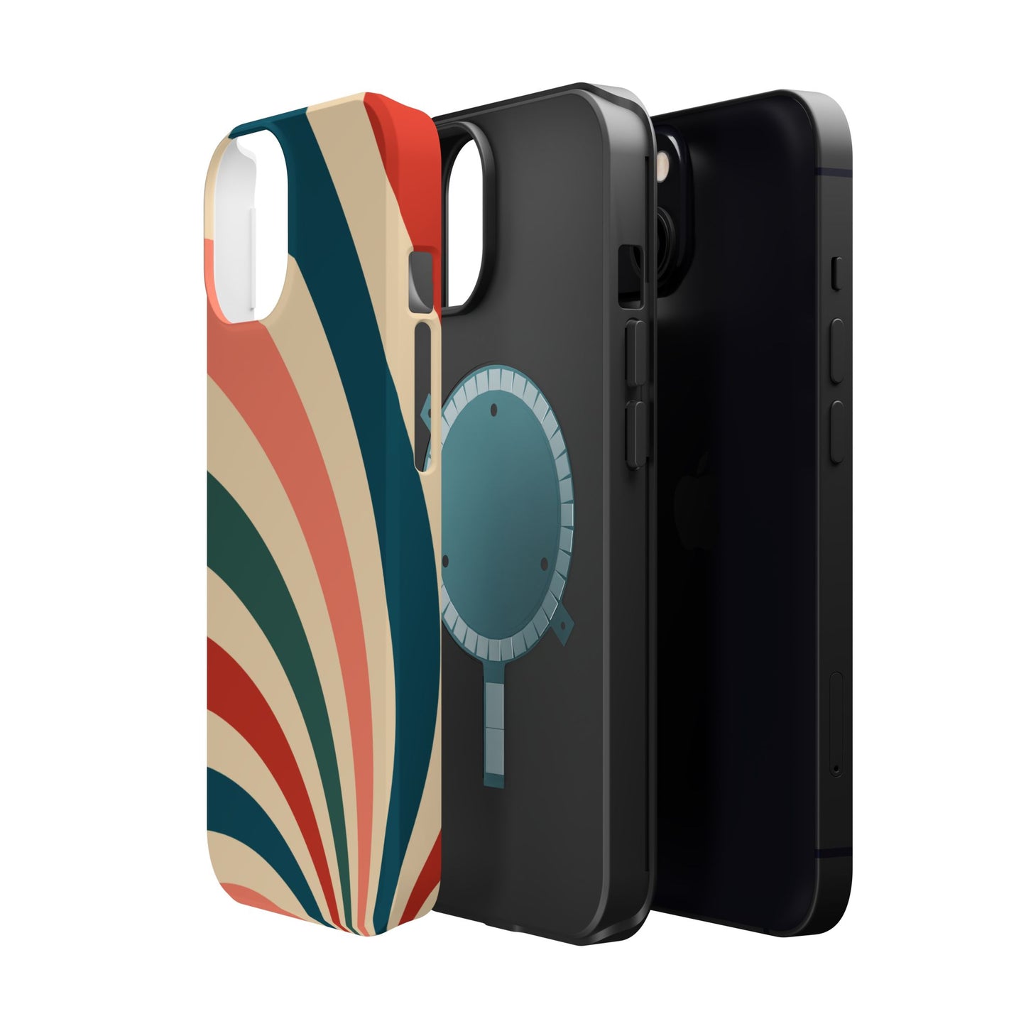 Retro Sunburst Swirl MagSafe iPhone Case – Dual-Layer Protection with Bold 70s Vibes