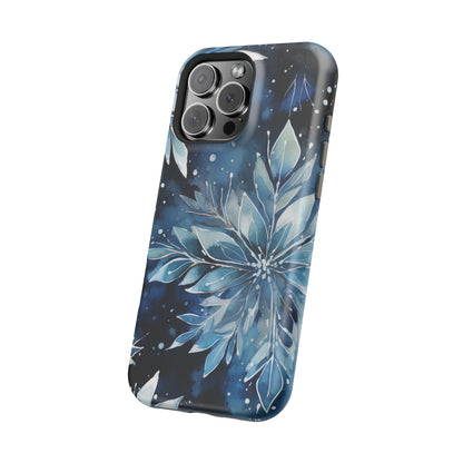 Winter’s Embrace – Blue Snowflake MagSafe iPhone Case