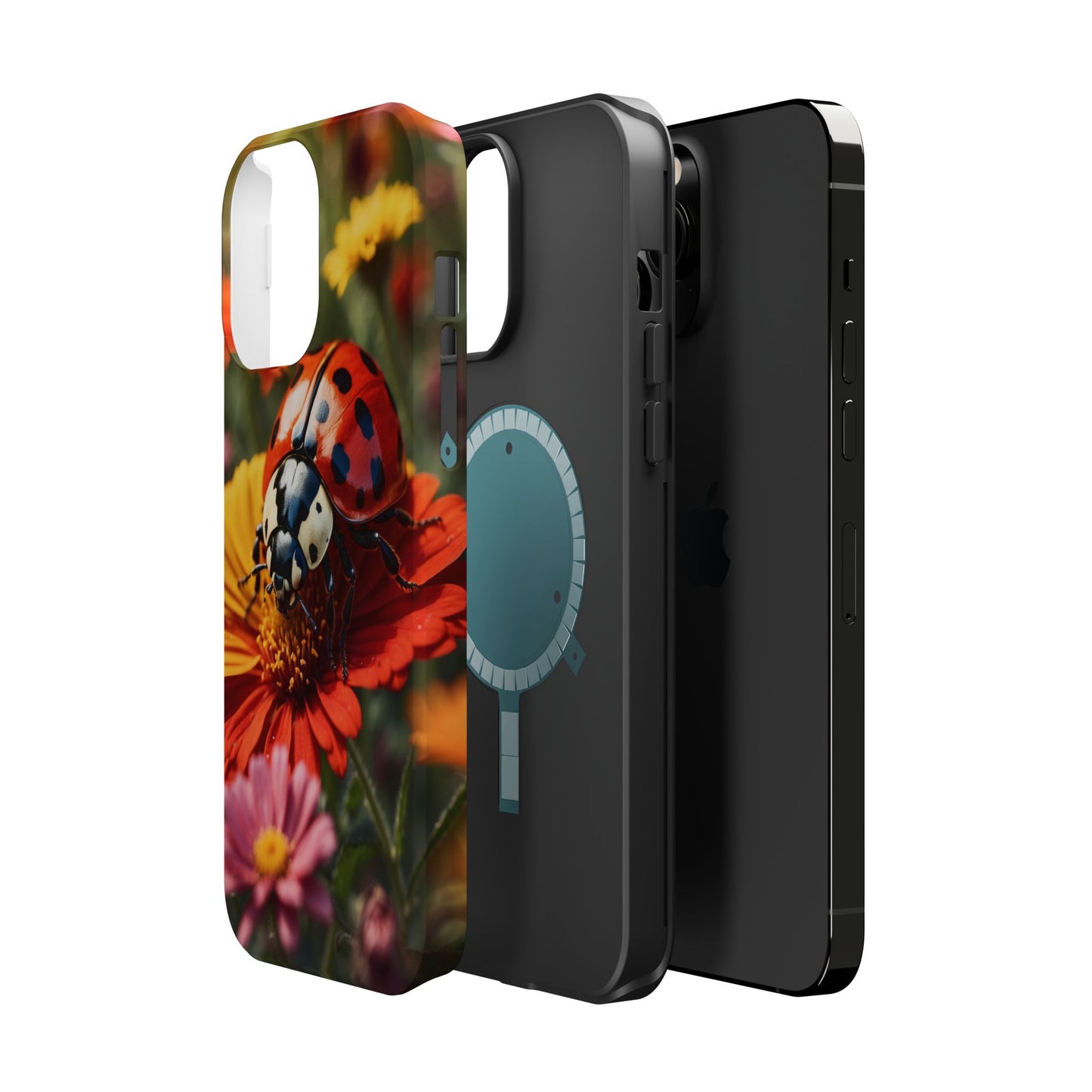 Ladybug on Orange Daisy - MagSafe iPhone Case