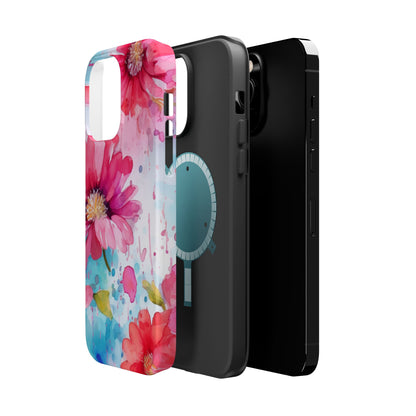 Vibrant Watercolor Red & Pink Floral - MagSafe iPhone Case