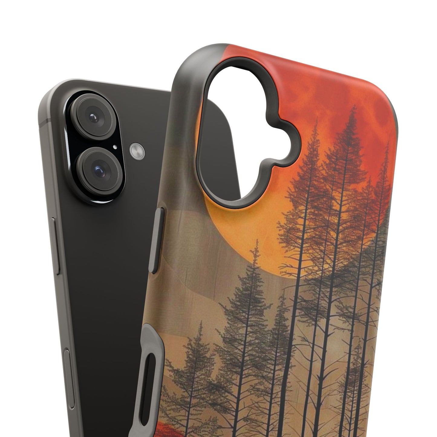 Moody Forest Moonrise MagSafe iPhone Case – Dark Landscape Design, Dual-Layer Protection