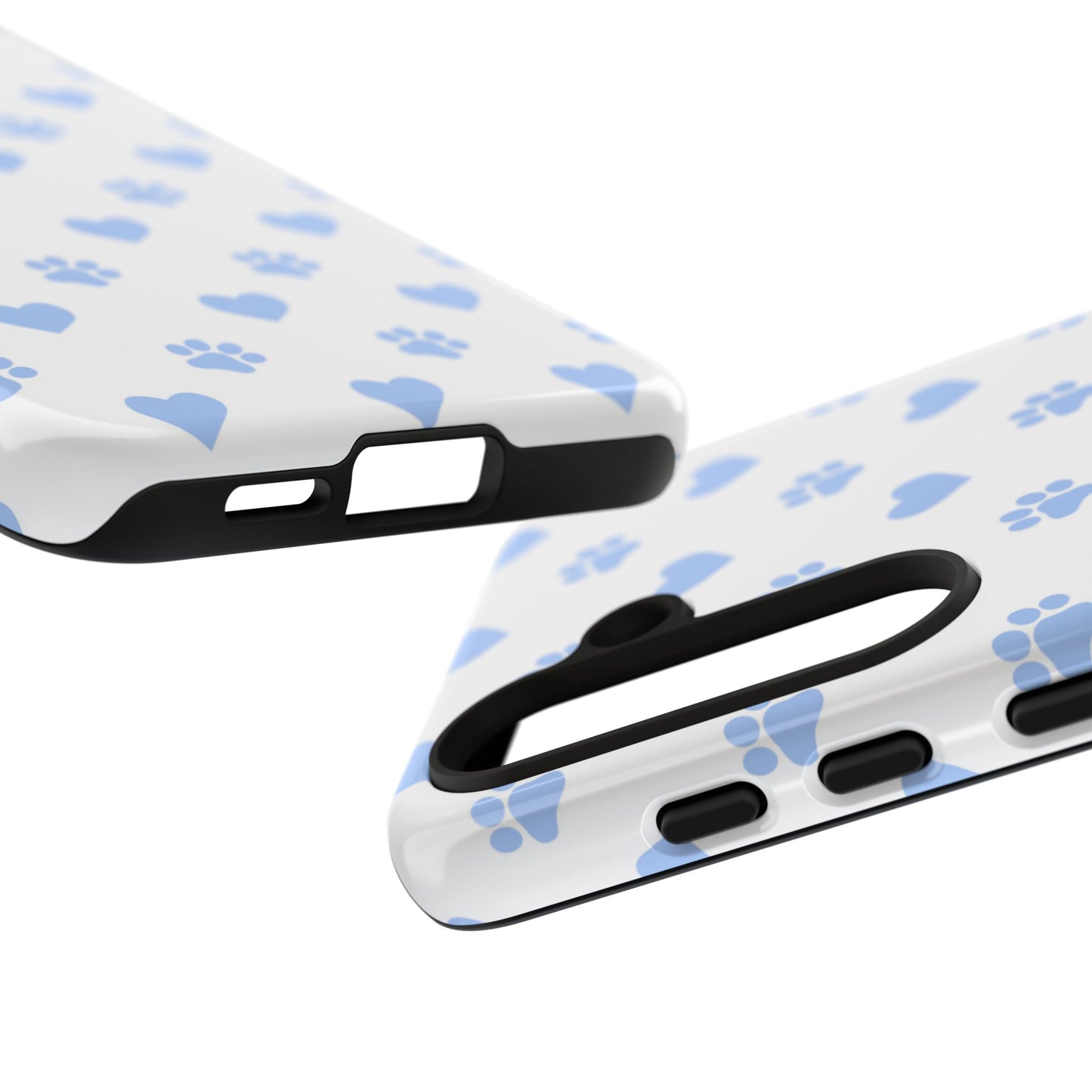 Samsung Galaxy Case - Blue Paw Print & Heart Design