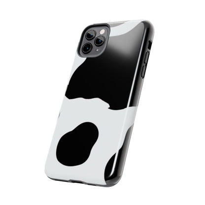 Bold Black and White Cow Print Tough iPhone Case – Modern Animal Pattern with Dual-Layer Protection