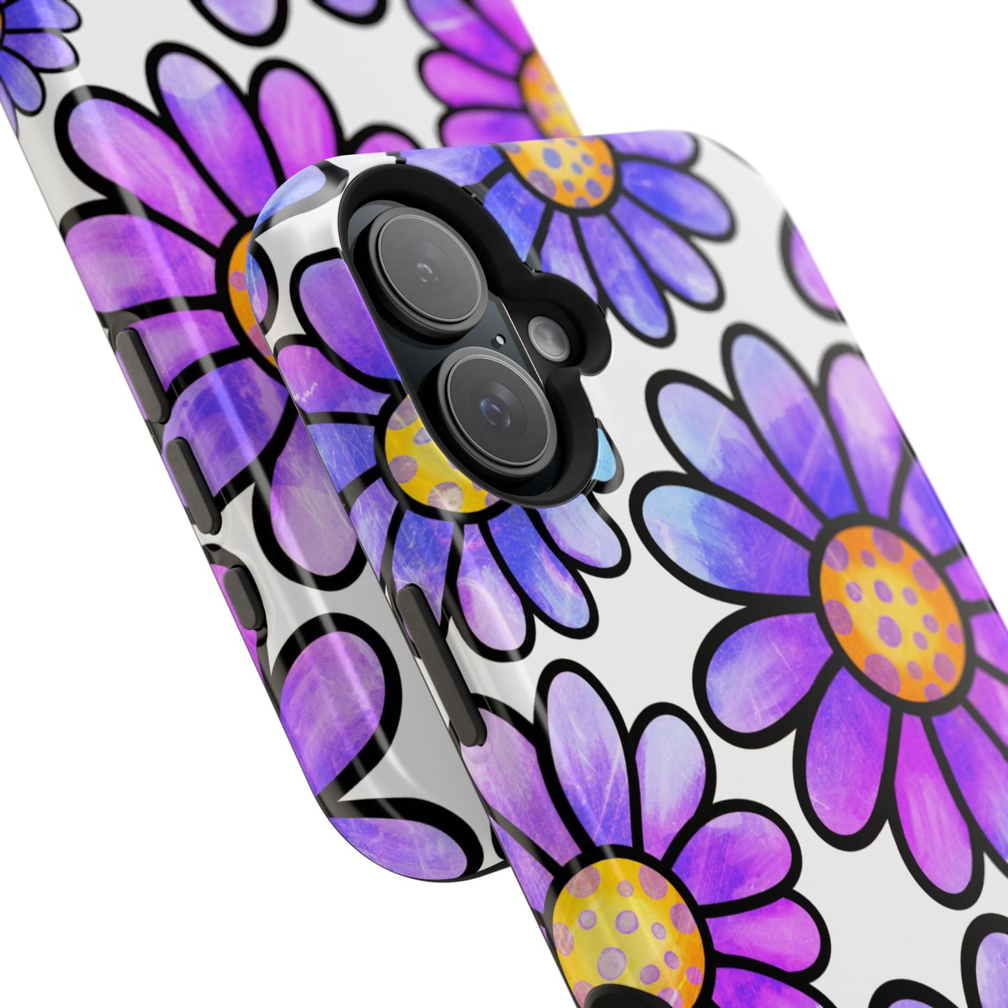 Purple Daisy Delight MagSafe iPhone Case – Slim Profile, Glossy Finish