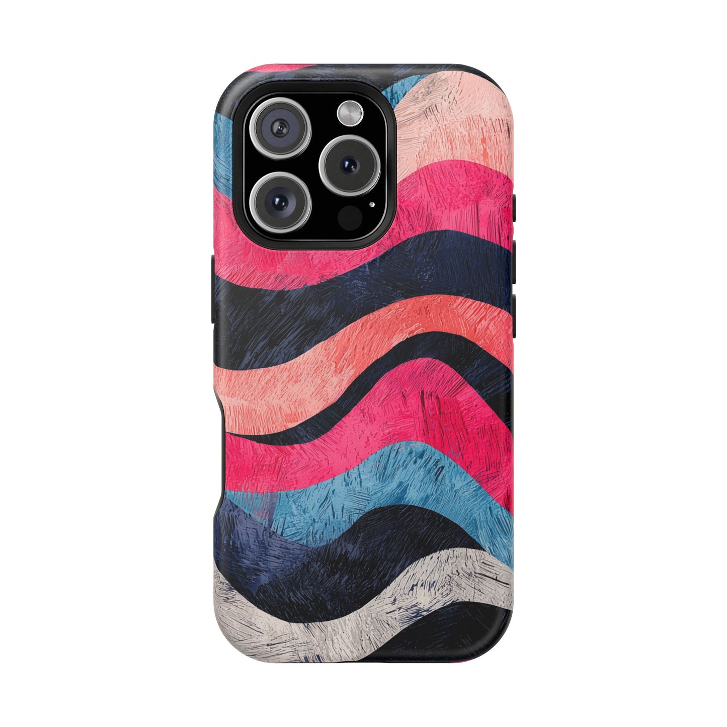 Abstract Wave Pattern MagSafe iPhone Case – Shockproof, Matte Finish, Dual-Layer Protection