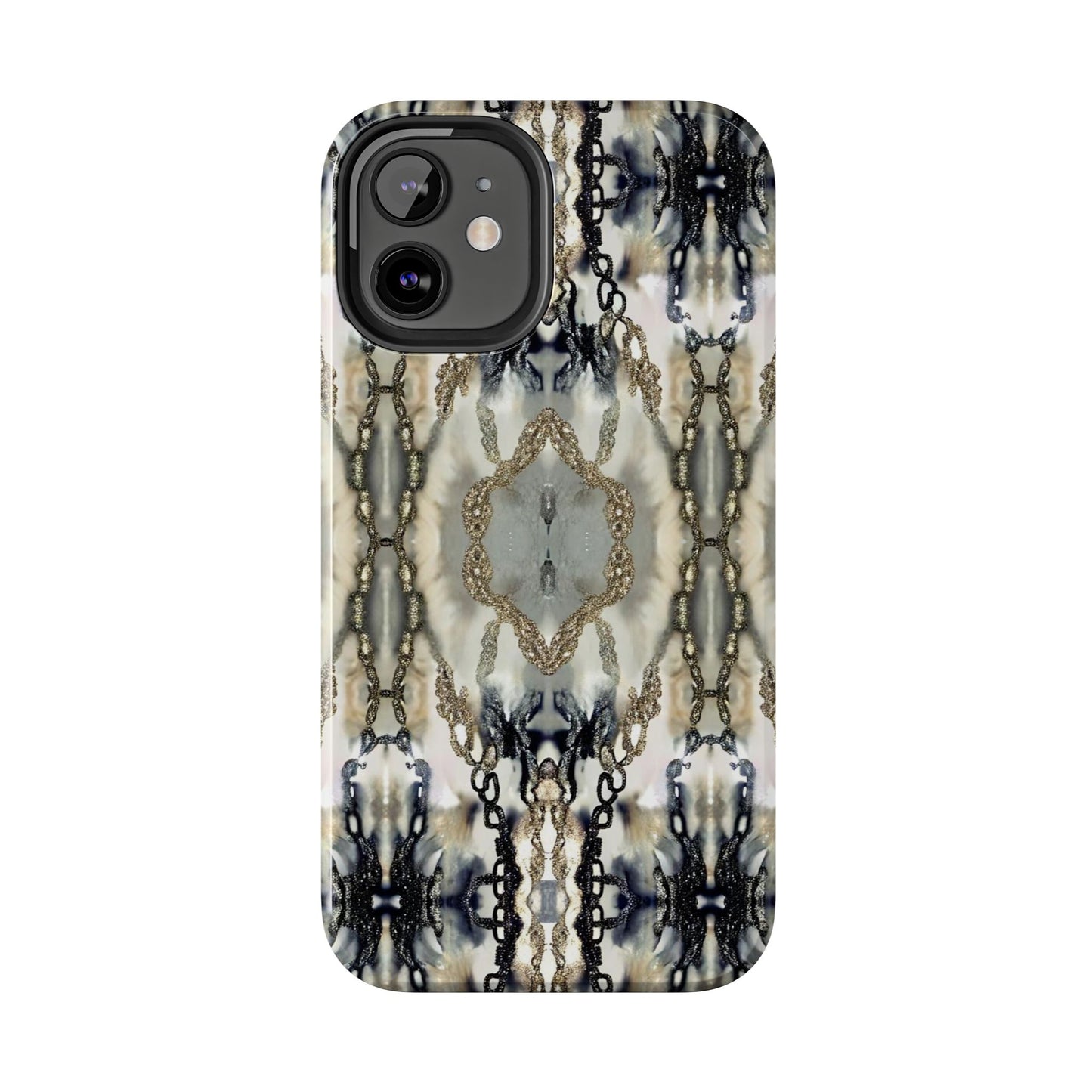 Abstract Marble - Metal Chain Pattern iPhone Case - Chic Protective Cover