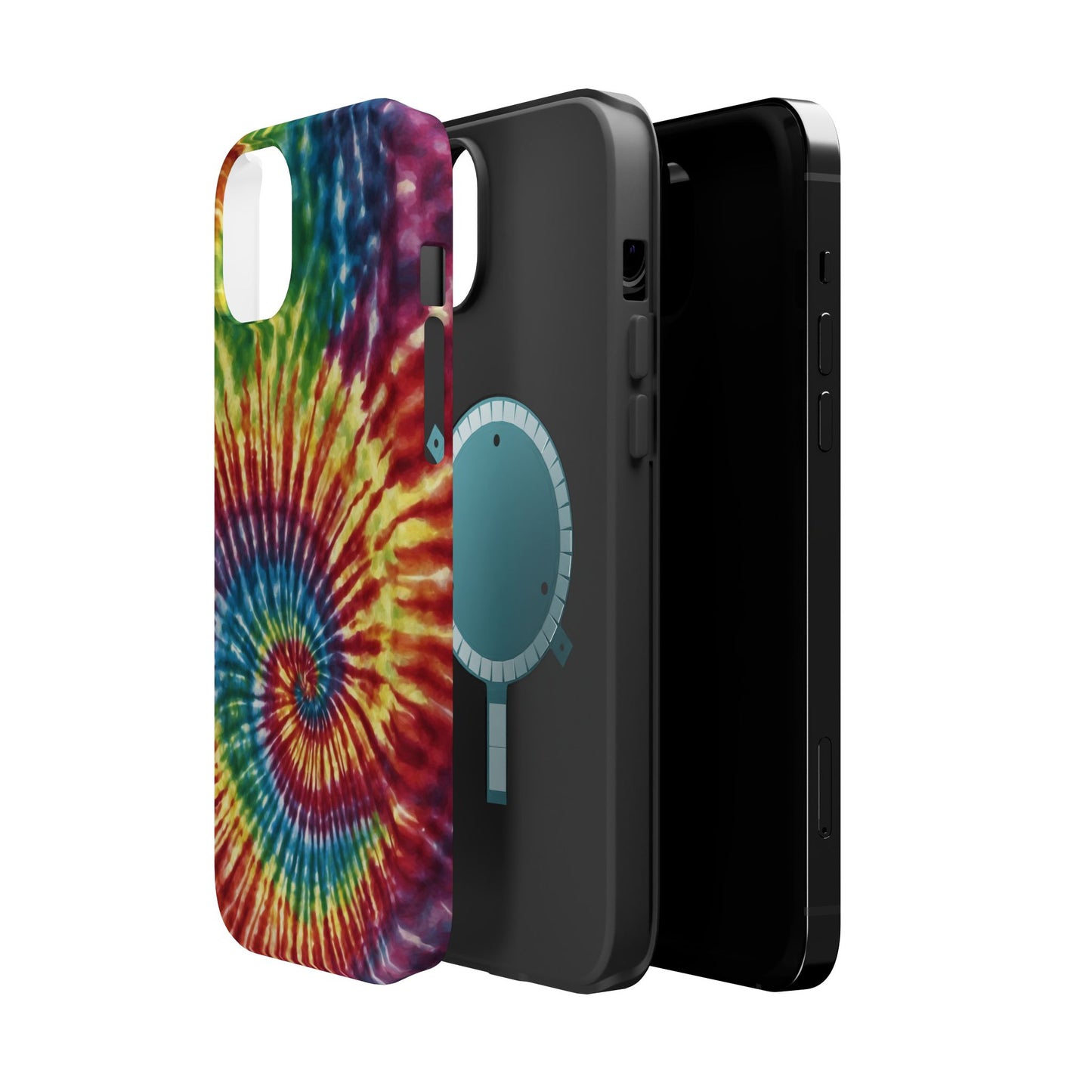 Vibrant Spiral Tie-Dye MagSafe Case – Retro Rainbow Design