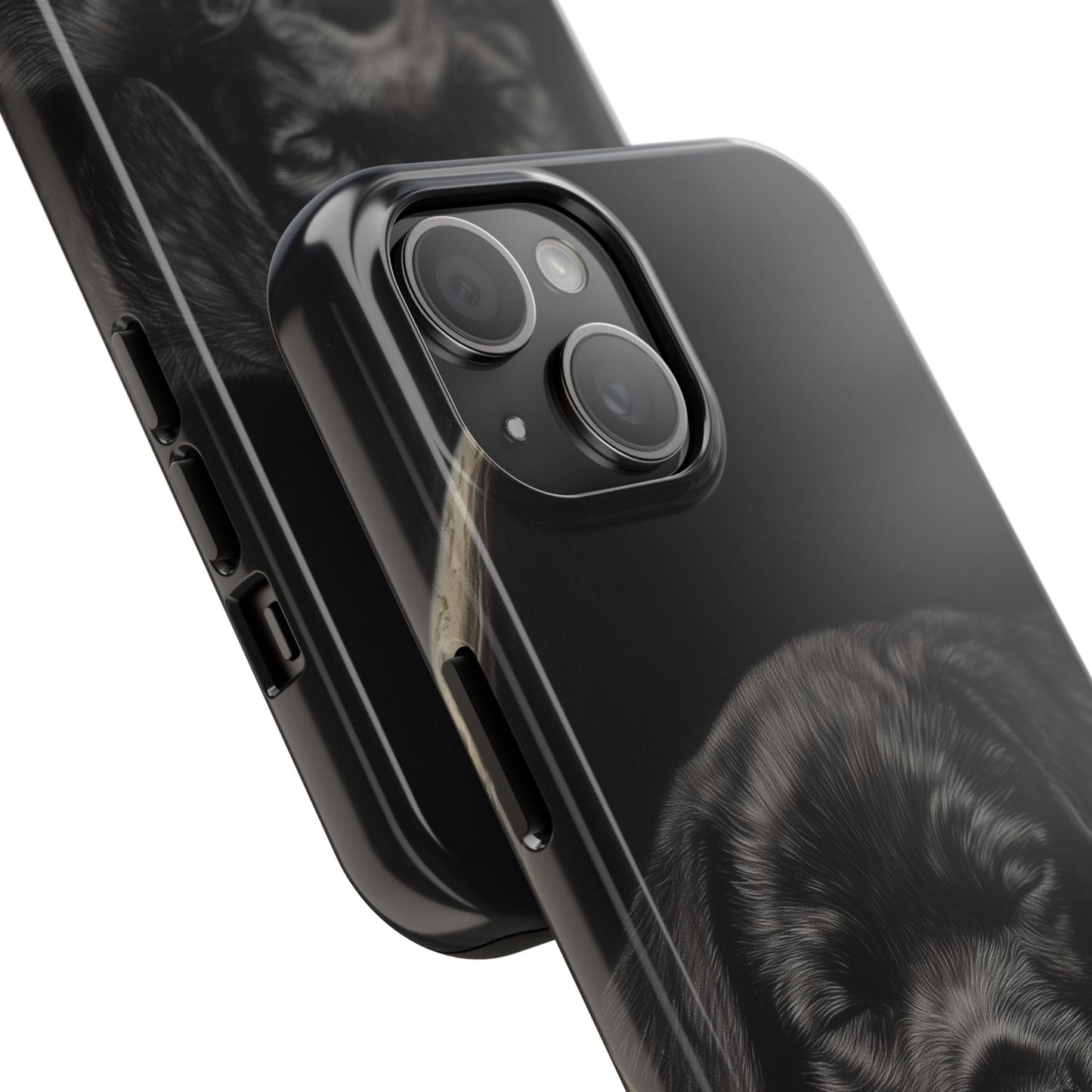 Adorable Black Labrador Puppy on Feathers iPhone Case