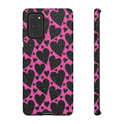 Pink Glitter Hearts Samsung Galaxy Case