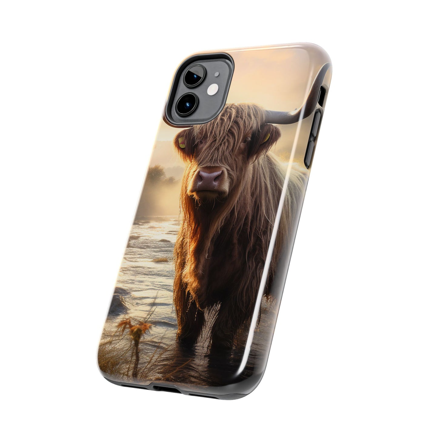 Highland Cow iPhone Case - Rugged Farmhouse Style Phone Cover, Western Cow Print iPhone Case, Shock Resistant & Wireless Charging Compatible - BOGO Cases