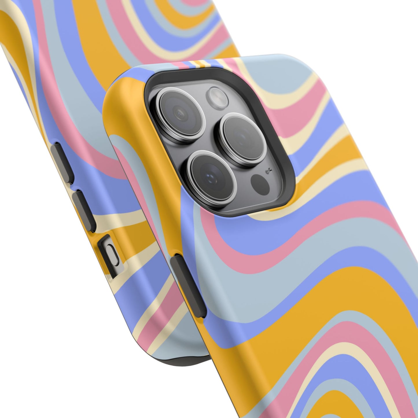 Groovy Pastel Waves MagSafe iPhone Case – 70s-Inspired Design with Dual-Layer Protection