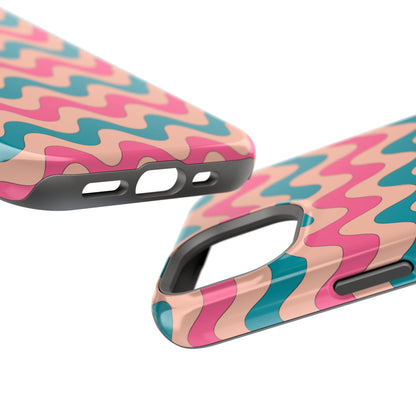 Retro Waves Pattern MagSafe iPhone Case – Shockproof Design with Dual-Layer Protection