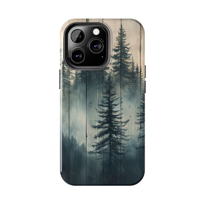 Misty Pine Forest Iphone Case - Nature-Inspired Wood Design Protective Cover