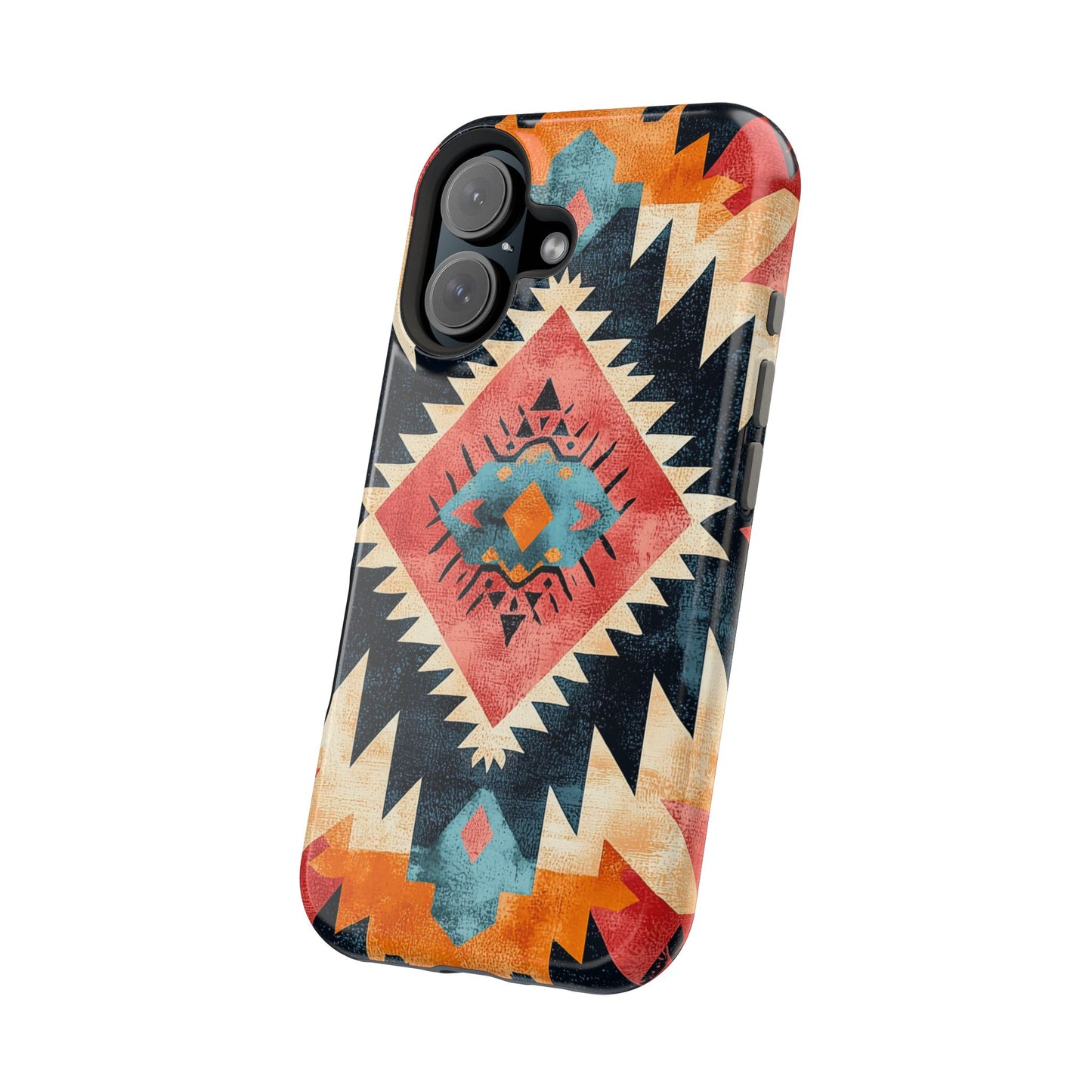 Bold Aztec Pattern Tough MagSafe iPhone Case – Vibrant Geometric Design, Dual-Layer Protection