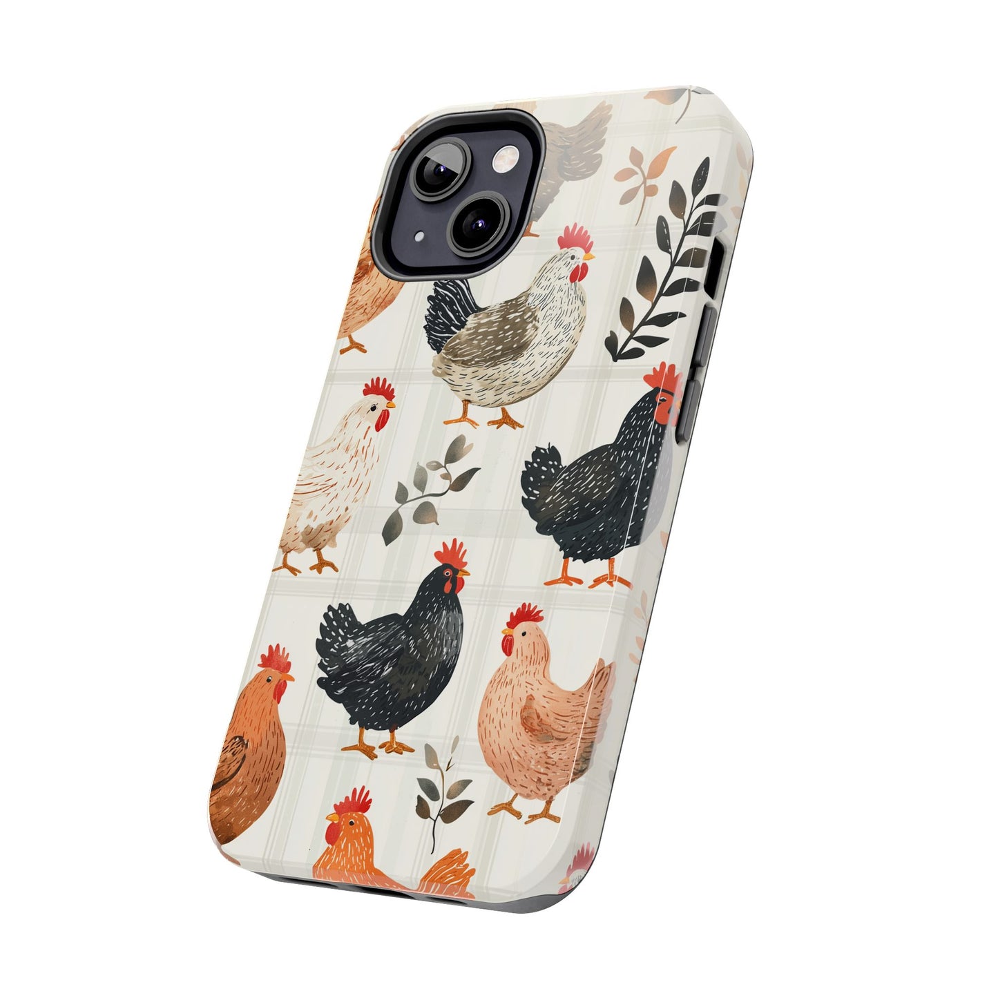 iPhone Case: Vintage Chicken & Leaves – Farmhouse Style Case