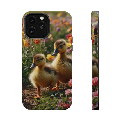 Charming Ducklings in Floral Garden - MagSafe iPhone Case