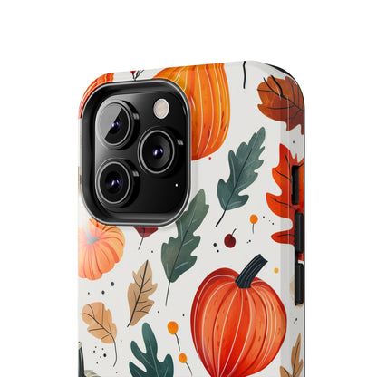 Autumn Harvest iPhone Case - Pumpkin and Fall Leaf Design