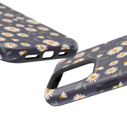 Midnight Daisy MagSafe iPhone Case – Dark Navy Floral Design, Slim and Protective