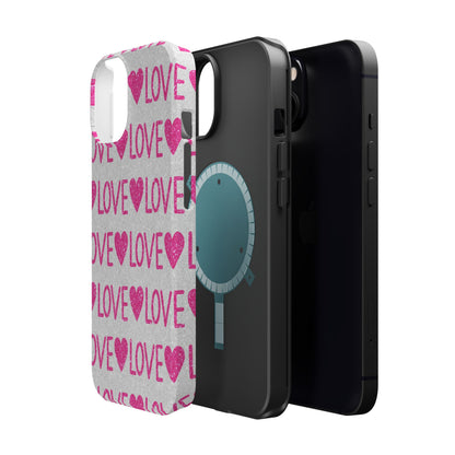 Pink Glitter Love Pattern – MagSafe iPhone Case