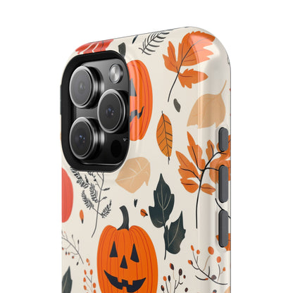 Spooky Pumpkin & Skeleton MagSafe iPhone Case – Halloween Jack-O'-Lantern Design