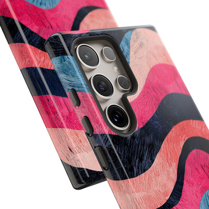 Abstract Wave Pattern Samsung Galaxy Case – Shockproof, Matte Finish, Dual-Layer Protection