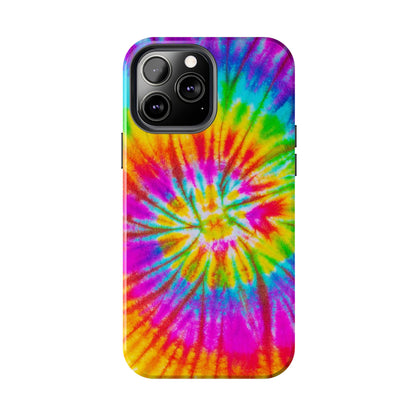 Rainbow Spiral Tie-Dye iPhone Case – Bright & Retro Design