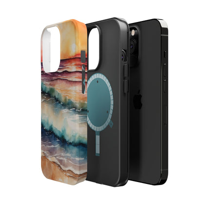 Sunset Waves MagSafe iPhone Case – Vibrant Watercolor Design