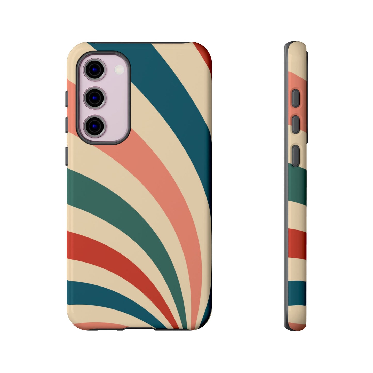 Retro Sunburst Swirl Samsung Galaxy Case – Dual-Layer Protection with Bold 70s Vibes