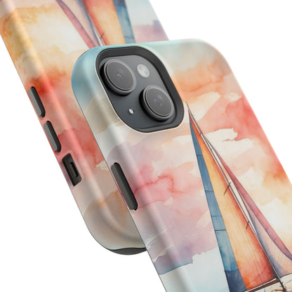 Sailboat Sunset MagSafe iPhone Case – Vibrant Watercolor Design