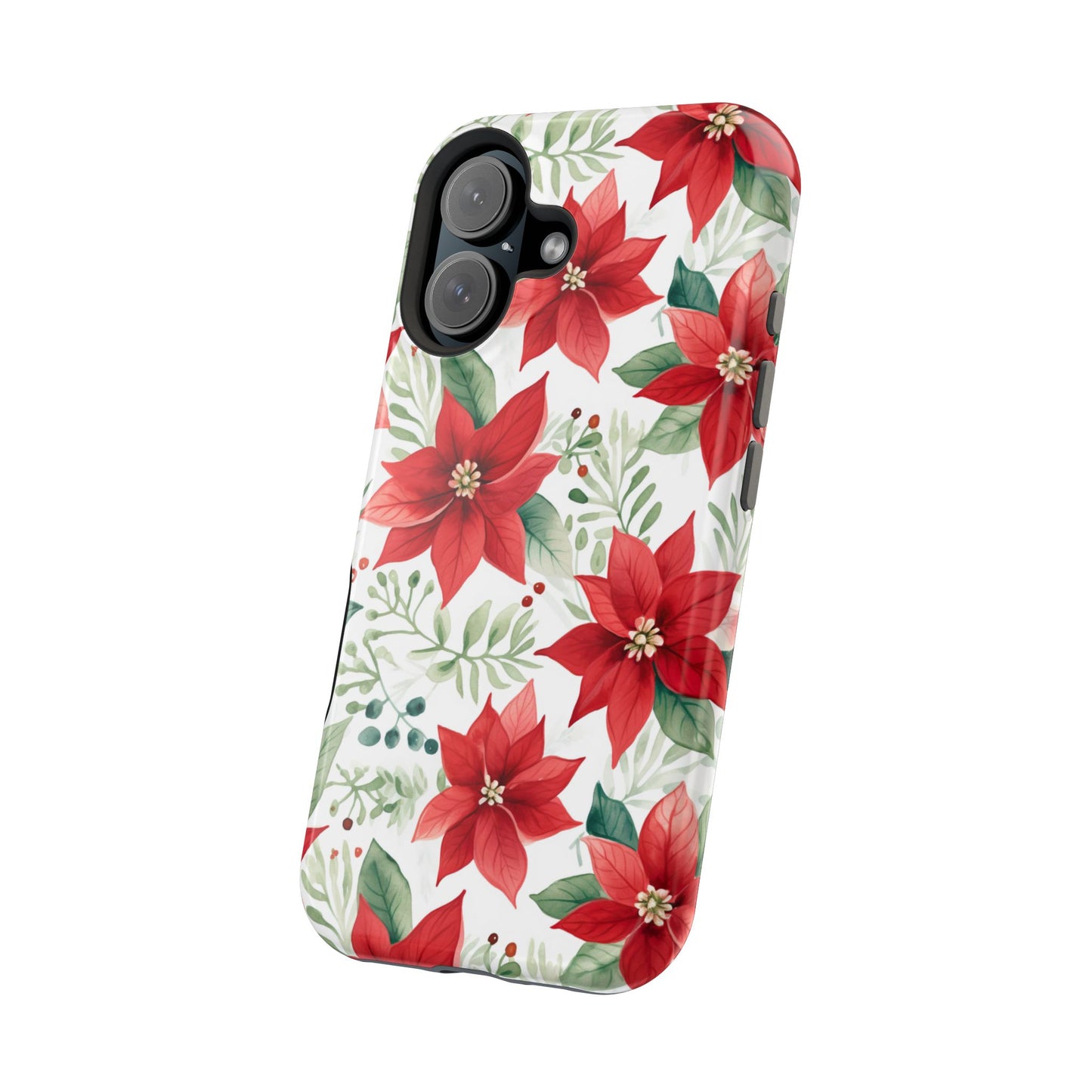 Festive Poinsettia Holiday Pattern – MagSafe iPhone Series Case