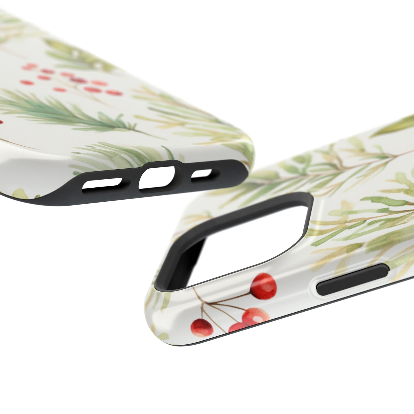 Winter Greenery & Berry Watercolor – MagSafe iPhone Series Case