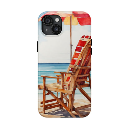 Beach Bliss iPhone Series Case – Relaxing Seaside Chair and Umbrella Design