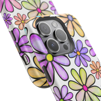 Pastel Daisy Dream MagSafe iPhone Case – Slim Profile, Glossy Finish