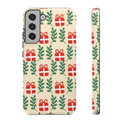 Samsung Galaxy Case: Holiday Cheer – Red Gifts & Green Leaves
