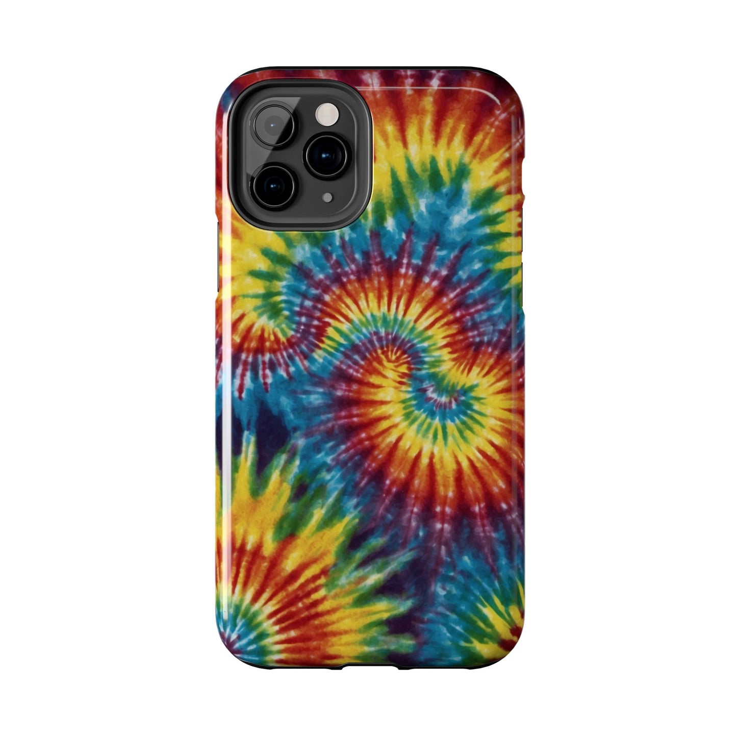 Retro Tie-Dye Swirl iPhone Case – Rainbow Spiral Design