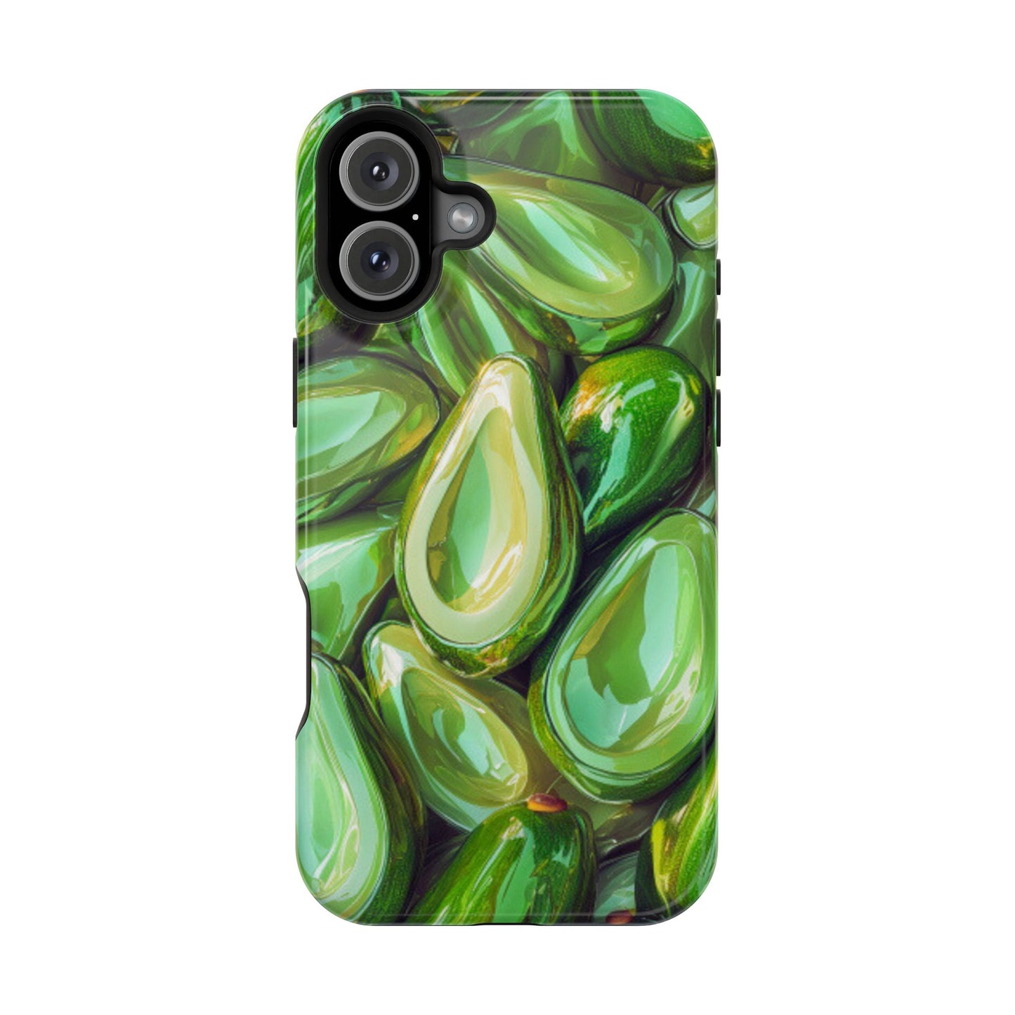 Glossy Avocado MagSafe iPhone Case – Sleek Green 3D Fruit Design, Durable and Stylish