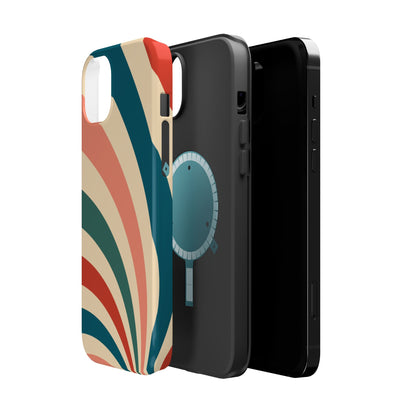 Retro Sunburst Swirl MagSafe iPhone Case – Dual-Layer Protection with Bold 70s Vibes