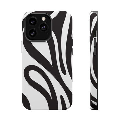 Modern Black and White Abstract Tough MagSafe iPhone Case – Bold Graphic Pattern with Dual-Layer Protection