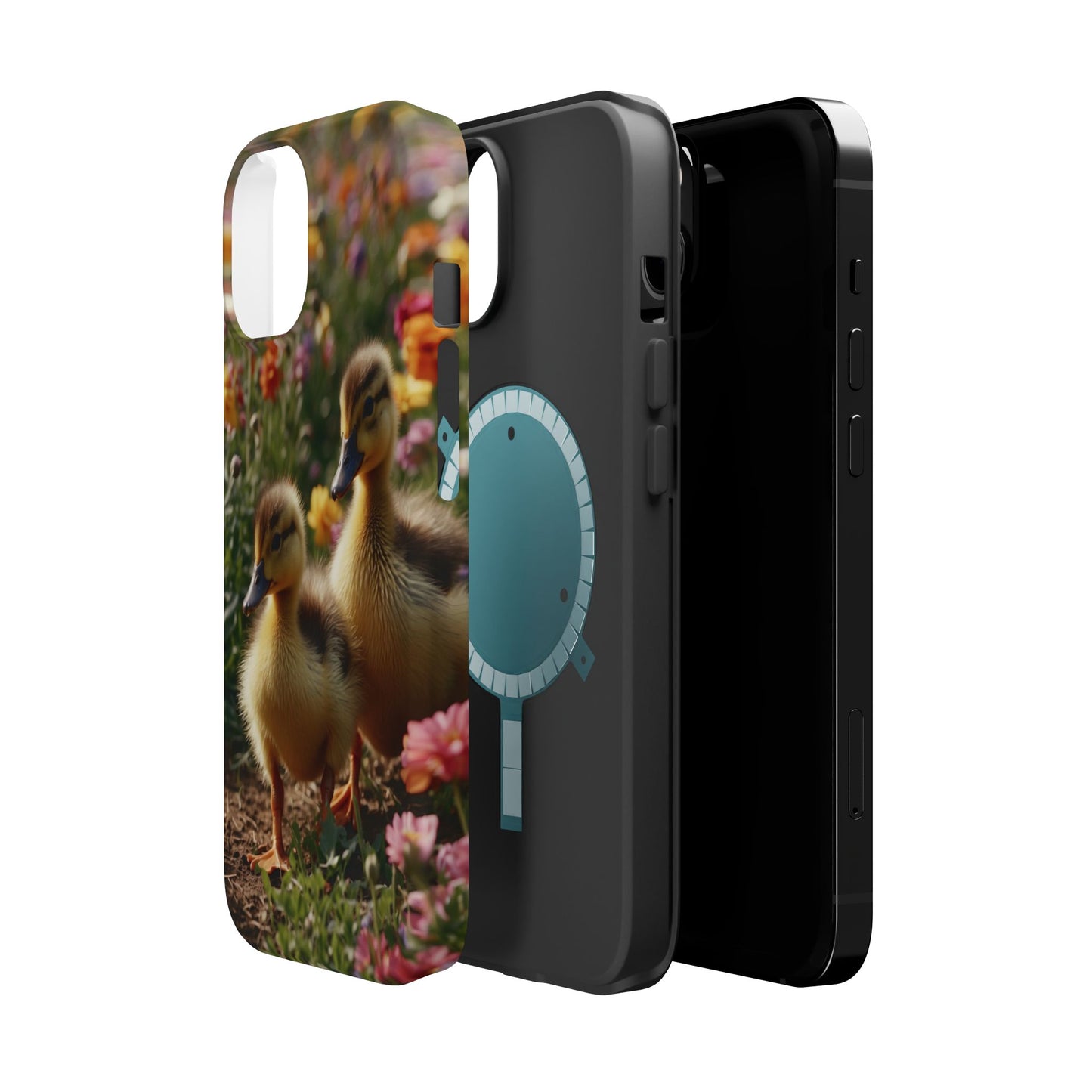 Charming Ducklings in Floral Garden - MagSafe iPhone Case