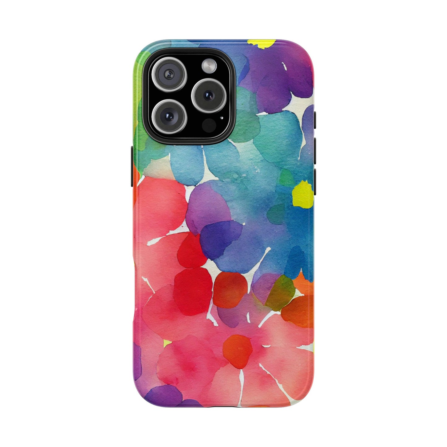 Rainbow Bloom Watercolor iPhone Case – Slim Design, Glossy Finish